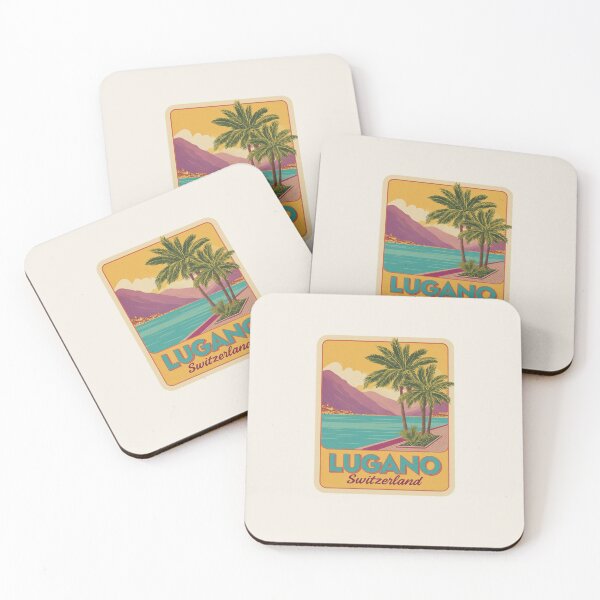 Item preview, Lugano Switzerland Vintage Travel Sticker - Retro Lake & Palm Trees designed and sold by Blurbean.