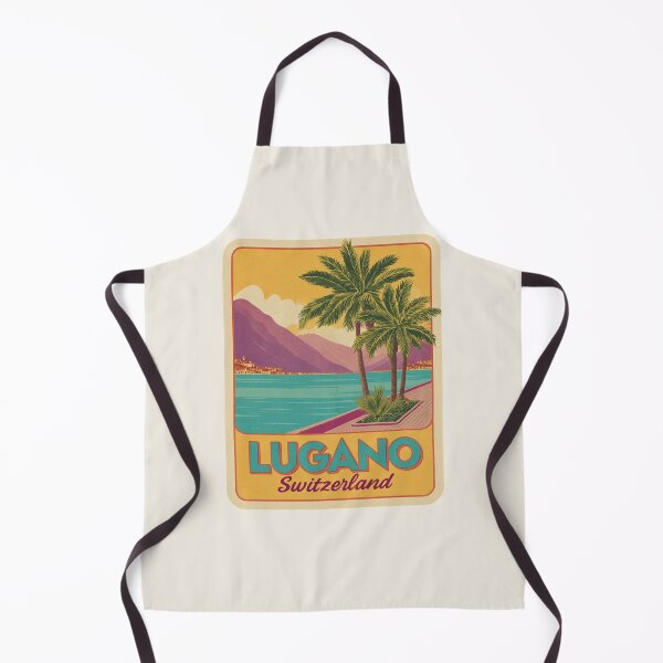 Item preview, Lugano Switzerland Vintage Travel Sticker - Retro Lake & Palm Trees designed and sold by Blurbean.