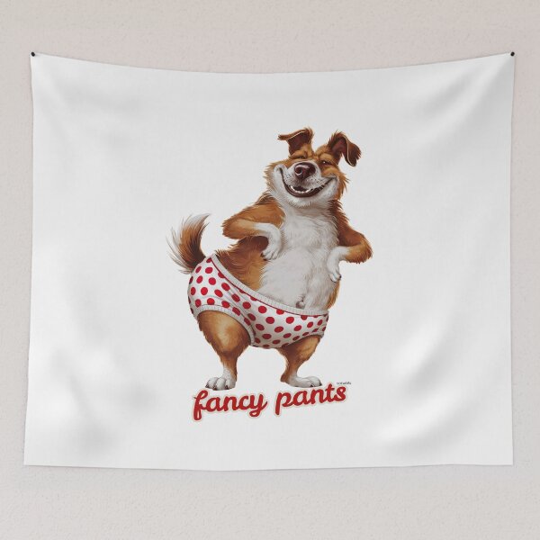 Item preview, Fancy Pants Dog – Silly Pup in Polka Dot Underwear Illustration designed and sold by SOFAGIRL COLLECTIONS.