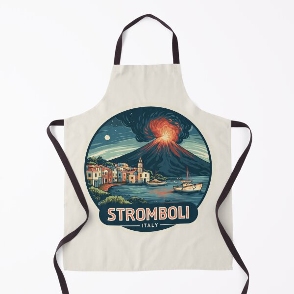 Item preview, Stromboli Italy Vintage Travel Sticker - Retro Volcano & Coastal Village designed and sold by Blurbean.