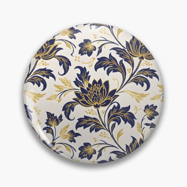 Item preview, Luxurious Navy Blue and Gold Floral Seamless Pattern, Elegant on Cream Background designed and sold by HolmeProud.