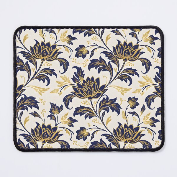 Item preview, Luxurious Navy Blue and Gold Floral Seamless Pattern, Elegant on Cream Background designed and sold by HolmeProud.