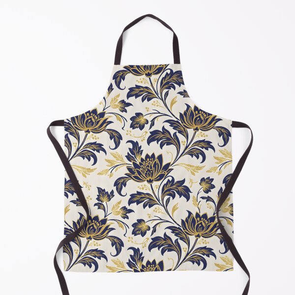 Item preview, Luxurious Navy Blue and Gold Floral Seamless Pattern, Elegant on Cream Background designed and sold by HolmeProud.
