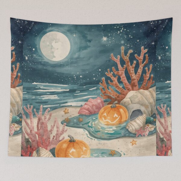 Item preview, Pumpkin Tidepools – Seaside Halloween Cottagecore designed and sold by Deezyned.