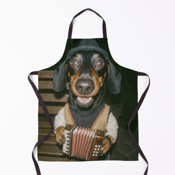 Item preview, Dachshund Accordion Player Selfie Street Photo designed and sold by Flying Doggo.