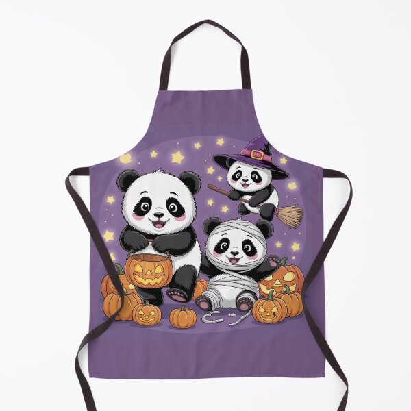 Item preview, Cute Halloween Pandas with Pumpkin and purple background designed and sold by Nimkaew.