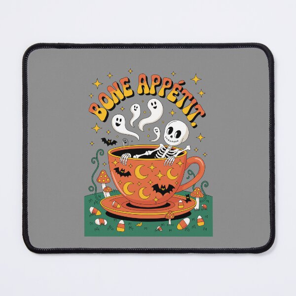 Item preview, Teacup of Whimsical Whispers: A whimsical Halloween scene where a skeleton luxuriates in a massive teacup designed and sold by Camel & Quirk.