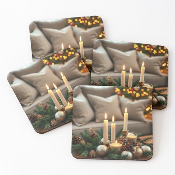 Item preview, Elegant Vertical Christmas Candle Display with Gold and Silver Baubles designed and sold by Jade Ado.