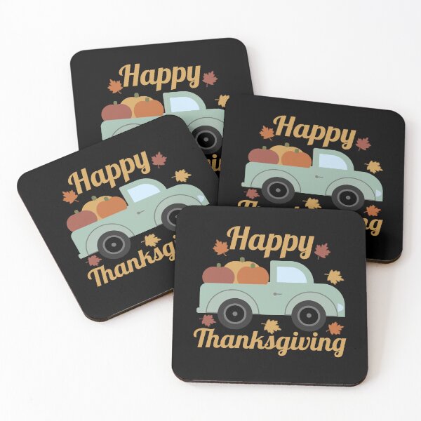 Item preview, Happy Thanksgiving - Vintage Truck Pumpkins Autumn Leaves Festive Holiday designed and sold by Shape Snip Studio.