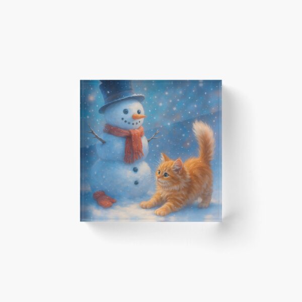 Item preview, Snowy Friends Kitten and Snowman designed and sold by BreezyDawnDesigns.