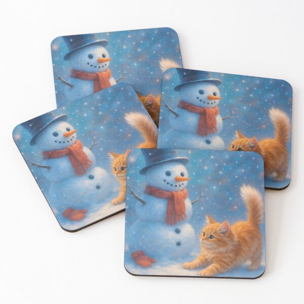 Item preview, Snowy Friends Kitten and Snowman designed and sold by BreezyDawnDesigns.