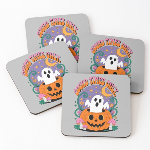 Item preview,  Groovy Ghost: A retro-style illustration. A cheeky ghost with a wide grin pops out of a carved jack-o'-lantern. For the Halloween festivities. designed and sold by Grang Art Artistic Designs.
