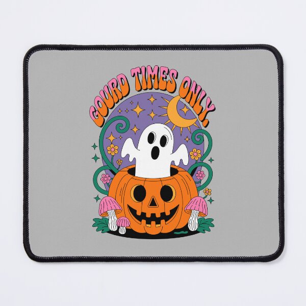 Item preview, Groovy Ghost: A retro-style illustration. A cheeky ghost with a wide grin pops out of a carved jack-o'-lantern. For the Halloween festivities. designed and sold by Grang Art Artistic Designs.