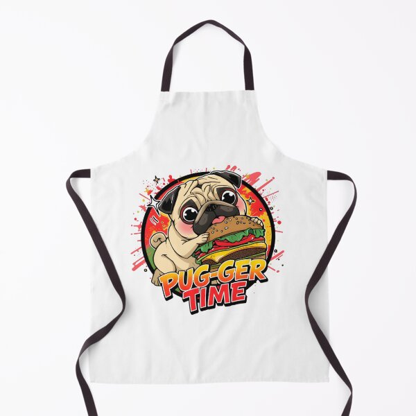 Item preview, Pug-ger Time – Funny Kawaii Chibi Pug Eating Burger Shirt Design designed and sold by Snackwear Apparel.