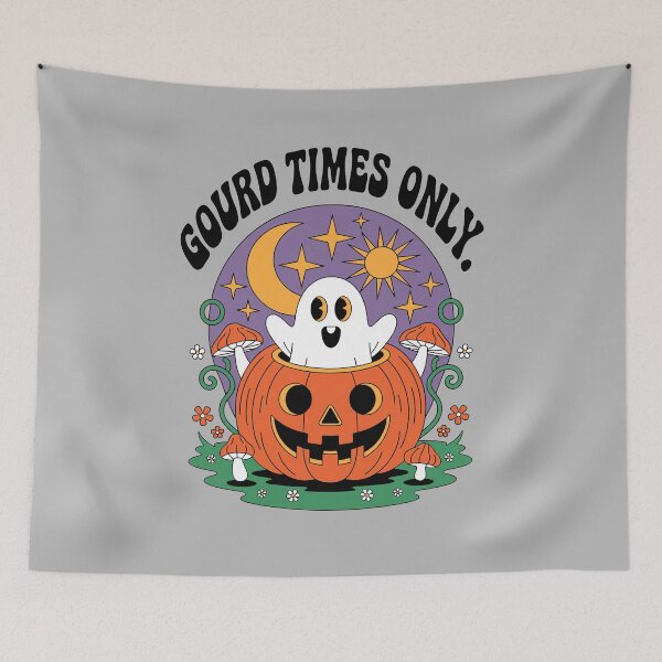 Item preview, The Jack-o'-Lantern Jumper: A retro-style illustration. A cheeky ghost with a wide grin pops out of a carved jack-o'-lantern. For the Halloween festivities. designed and sold by Grang Art Artistic Designs.