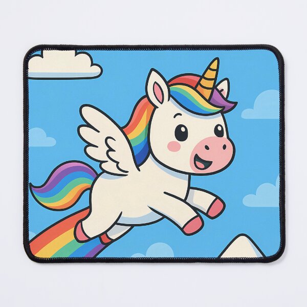 Item preview, Flying Rainbow Unicorn Over Mountains – Magical Fantasy Art for Unicorn Lovers designed and sold by DreamiCanvas.