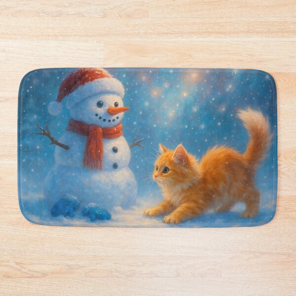 Item preview, Frisky Kitten Snowy Day Snowman designed and sold by BreezyDawnDesigns.