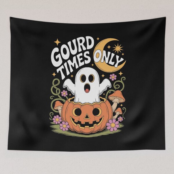 Item preview, The Pumpkin Pal: A retro-style illustration. A cheeky ghost with a wide grin pops out of a carved jack-o'-lantern. For the Halloween festivities. designed and sold by Grang Art Artistic Designs.