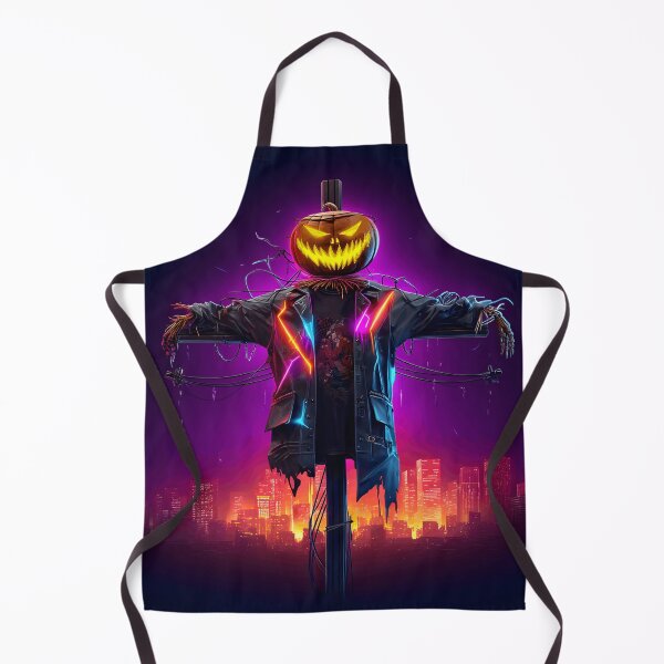 Item preview, Cyberpunk Scarecrow Pumpkin Halloween Neon Wall Art designed and sold by STITCHDROID.