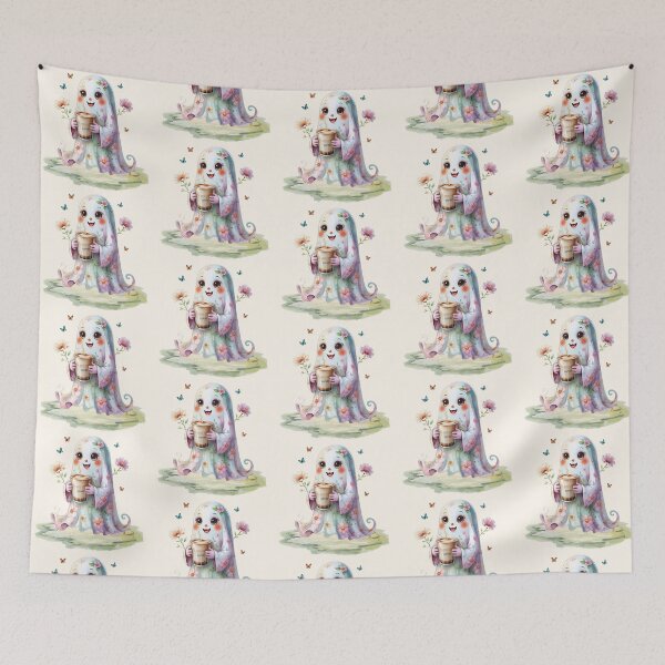 Item preview, Cute Halloween Spooky Season Ghost - BOO with coffee designed and sold by RSDigitalPrintDesign.