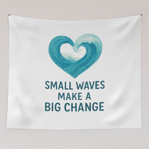 Item preview, Small Waves Make a Big Change – Watercolor Wave Heart designed and sold by VeroChaos.