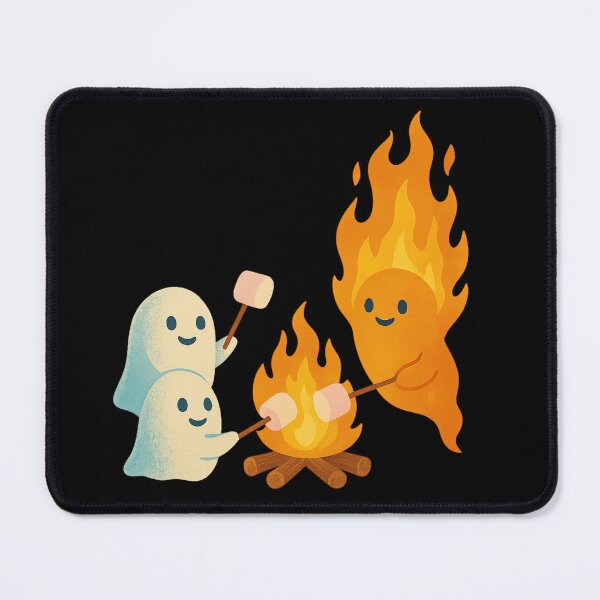 Item preview, Cute Ghosts Roasting Marshmallows with Fire Spirit Funny Spooky Campfire designed and sold by POD DYNASTY | Original Print On Demand T-Shirt Graphics.