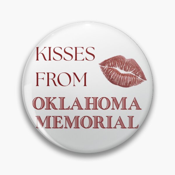Item preview, Kisses From Oklahoma Memorial Football Gameday Pin Button designed and sold by Kickoff Buttons.
