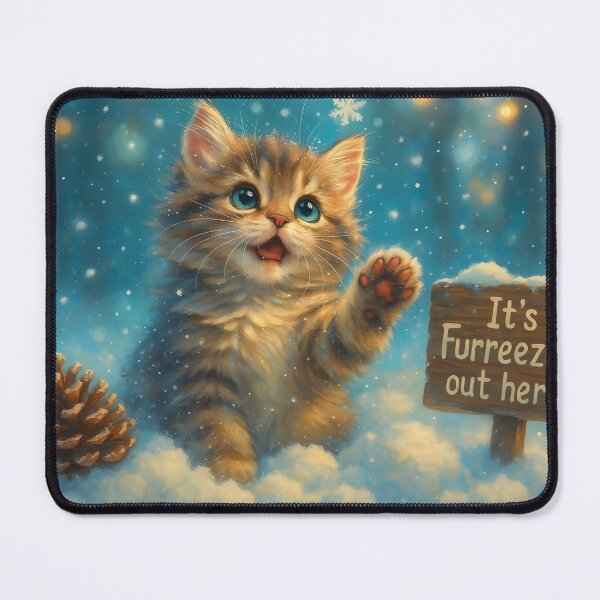 Item preview, It’s Fur-eezing Outside Snowy Winter Kitten designed and sold by BreezyDawnDesigns.