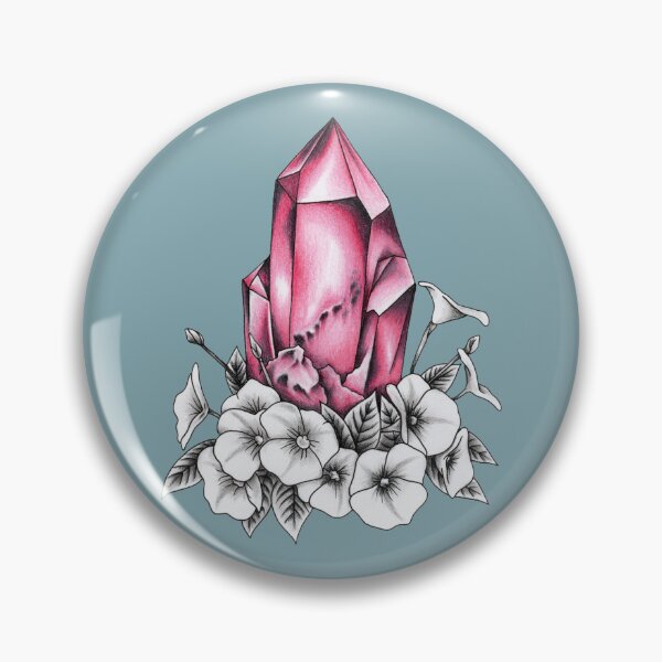 Item preview, Rose quartz and moonflowers color pencil drawing designed and sold by Aarron Laidig.