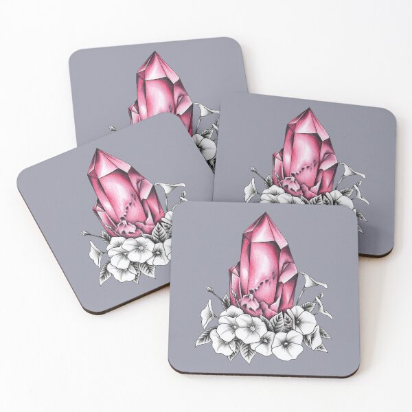 Item preview, Rose quartz and moonflowers color pencil drawing designed and sold by Aarron Laidig.