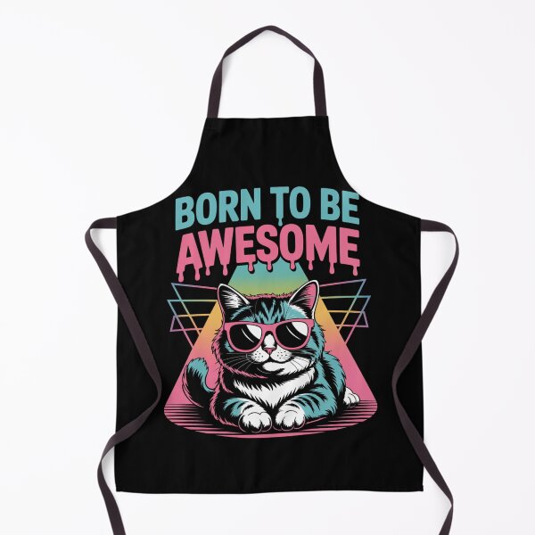 Item preview, Retro Neon Cat with Sunglasses – Born to Be Awesome Quote T-Shirt Design designed and sold by WitchyWhisper.
