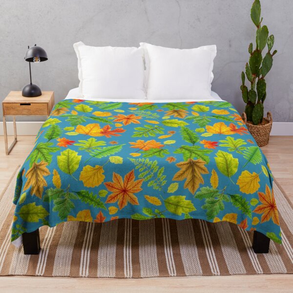 Item preview, Colorful Autumn Leaves Pattern – Fall Foliage Nature Design - BLUE designed and sold by PAPIRO SIGLO XXI.