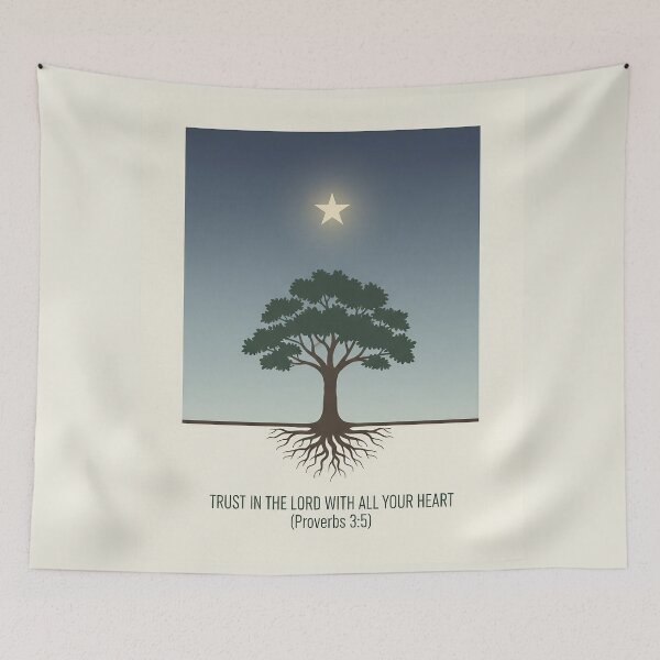 Item preview, Trust in the Lord Tree with Roots and Star Christian Art. designed and sold by loveandlightrb.