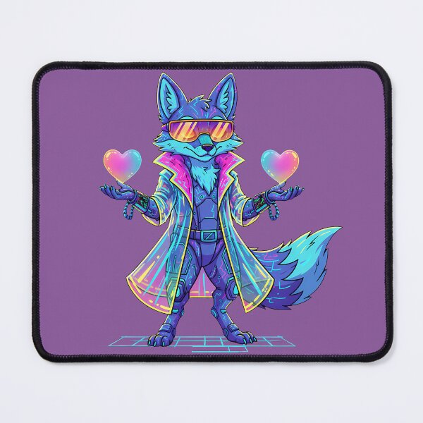 Item preview, Cyberpunk Fox with Neon Coat and Hearts | Futuristic Fantasy Animal Design designed and sold by hn79.