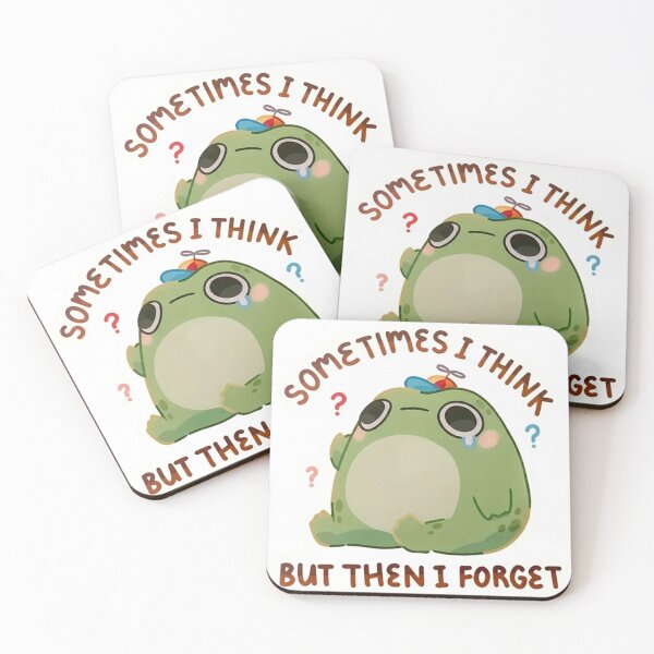 Item preview, Sometimes I Think But Then I Forget Sticker | Cute Anxiety Frog Meme designed and sold by JossDesign15.