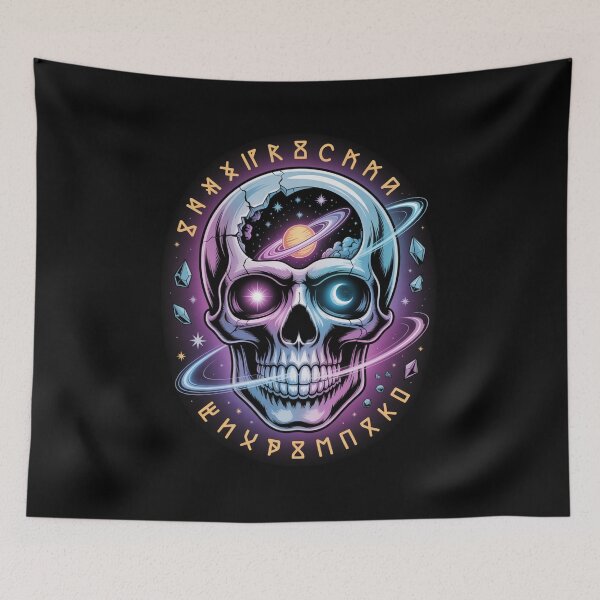 Item preview, Cosmic Skull with Galaxy Planets – Mystical Psychedelic Space Art Design designed and sold by WitchyWhisper.
