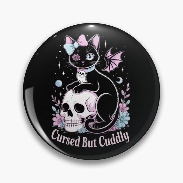 Artikelvorschau, Cursed But Cuddly Cat – Cute Gothic Pastel Kawaii Skull Design entworfen und verkauft von WitchyWhisper.
