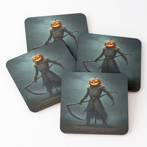 Item preview, Pumpkin Reaper – Haunting Scarecrow with Scythe designed and sold by PawPrintedArt.