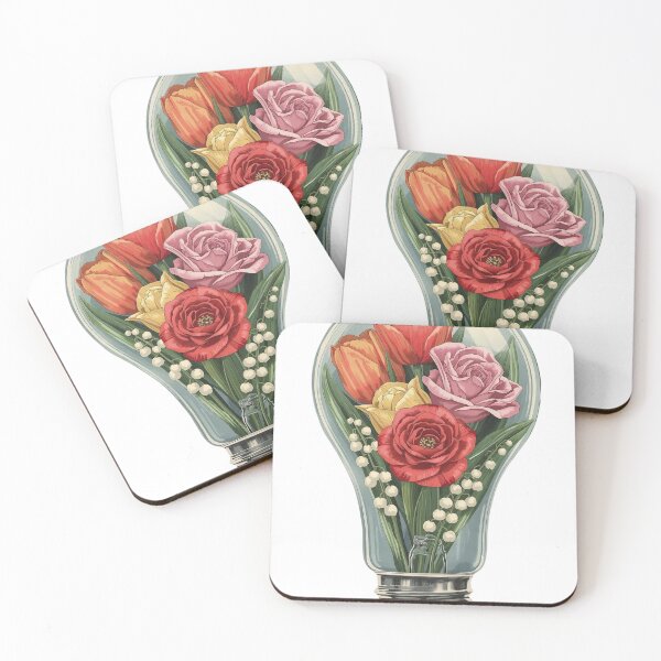 Item preview, Roses and Tulips in a Lightbulb – Romantic Floral Art designed and sold by KikaDP.