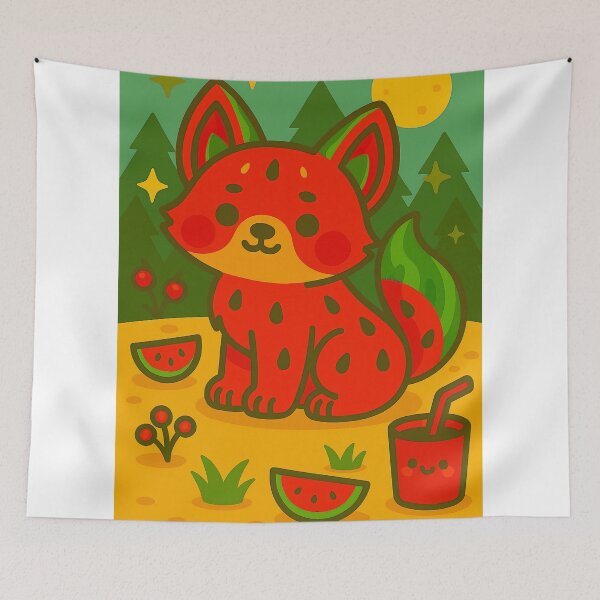 Item preview, Watermelon Wolf in the Summer Glade designed and sold by Whiskers&Waffles.
