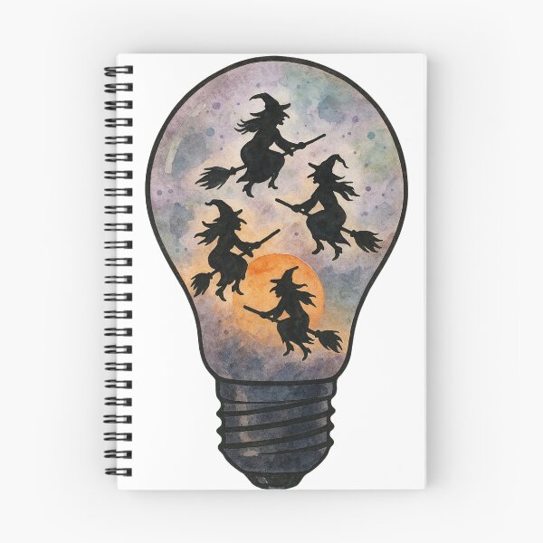 Item preview, Witches Silhouette Inside Lightbulb – Halloween Art designed and sold by KikaDP.