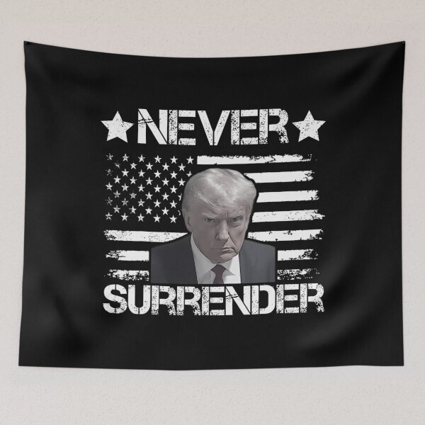 Item preview, Trump Mug Shot Never Surrender President USA Flag Vintage 		 designed and sold by lovishmoterom.