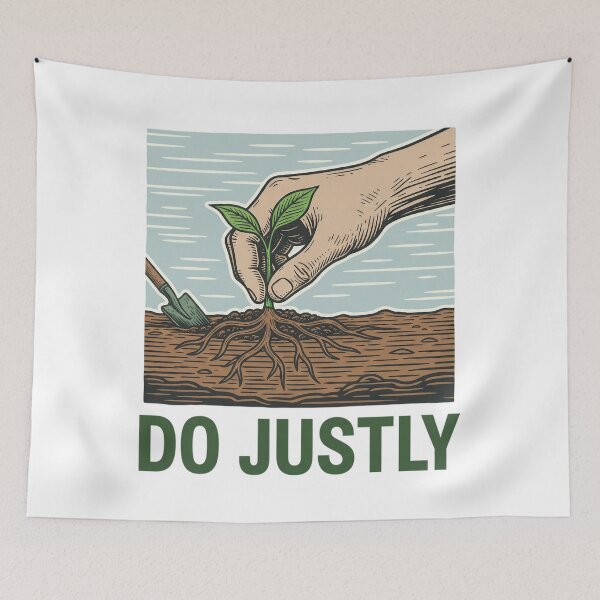Item preview, Do Justly Hand Planting Seedling Christian Artwork. designed and sold by loveandlightrb.