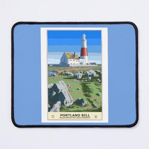 Item preview, Portland Bill Lighthouse, style Railway Poster, digital painting designed and sold by Lycanth.