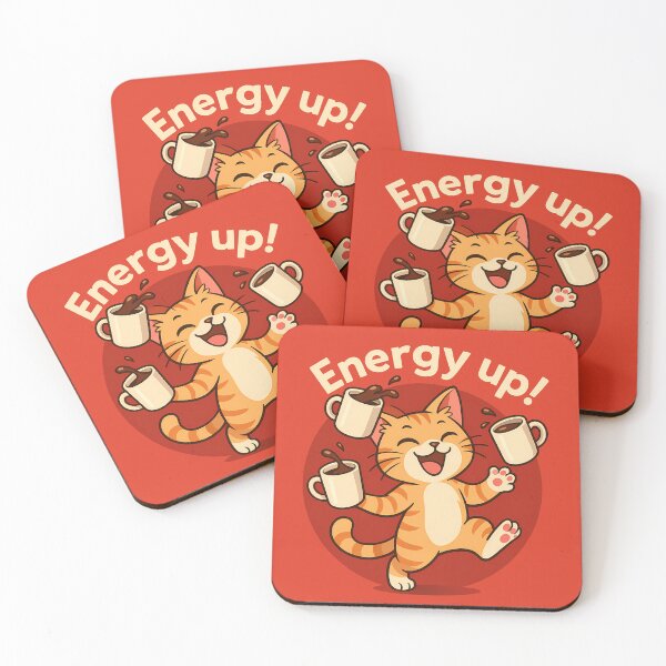 Item preview, Energy Up Coffee Cat Sticker designed and sold by Yuliya Brush.