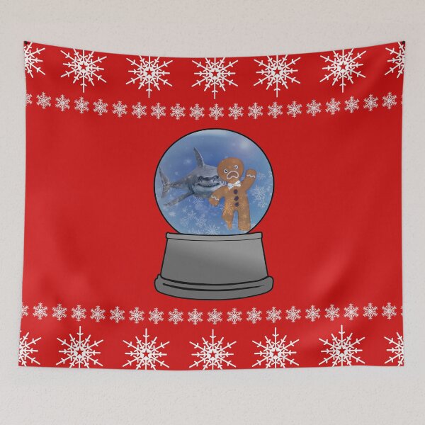 Item preview, Snow Globe Nightmare with Shark And Gingerbread Man designed and sold by Phat Dog Designs .