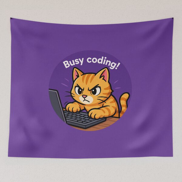 Item preview, ? Busy Coding Cat. Busy Coding Cat Gamer Art designed and sold by Yuliya Brush.