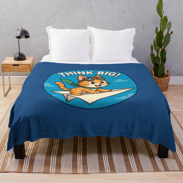 Item preview, ✈️ Think Big Paper Plane Cat. Think Big Adventure Cat Art designed and sold by Yuliya Brush.