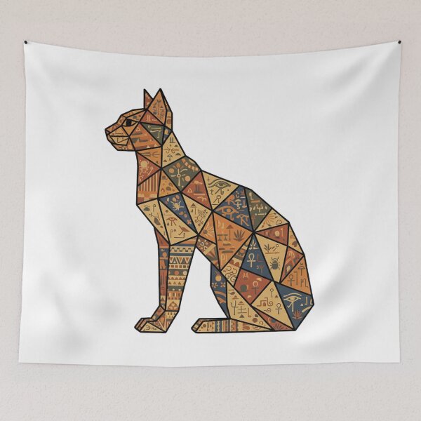 Item preview, Geometric cat with Egyptian symbols designed and sold by bsbd-action.