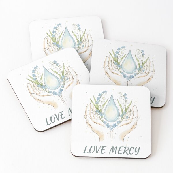 Item preview, Love Mercy Hands with Water Drop and Flowers Christian Art. designed and sold by loveandlightrb.
